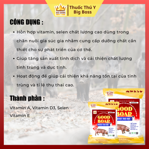 GOOD BOAR-ROCKET HEO ĐỰC - 1 KG. Tăng chất lượng tinh trùng đạt 100%,  giúp nâng cao tỷ lệ phối giống), tăng chất lượng tinh  trùng - Hình ảnh 2