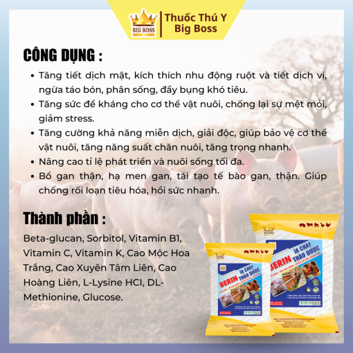 BERIN - ỈA CHẢY THẢO DƯỢC - 1KG.  Dùng trong bệnh ỉa chảy, tăng cường hiệu quả trong điều trị bệnh cầu trùng máu tươi, chống mất nước.     giải nhiệt, viêm ruột hoại tử chảy máu - Hình ảnh 2