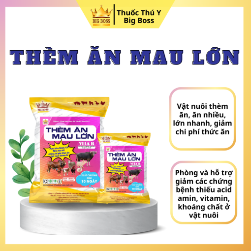 THÈM ĂN MAU LỚN -  VITA B - 1KG. Vật nuôi thèm ăn, ăn nhiều, lớn nhanh, giảm chi phí thức ăn