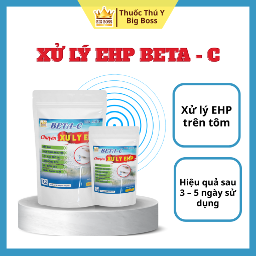 XỬ LÝ EHP BETA – C - 100g. Tăng sức đề kháng, xử lý EHP trên tôm, Diệt kí sinh trùng, virus vi khuẩn đường ruột và phân trắng.