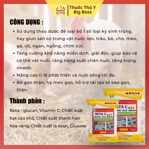 BETA C KST THẢO DƯỢC - SỔ LÃI - GIUN SÁN - 1KG - Hình ảnh 2